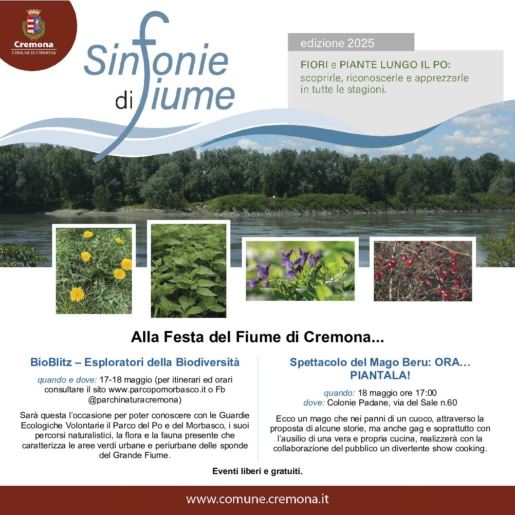 LE SINFONIE DI FIUME SONO ANCHE ALLA FESTA DEL FIUME PO – 17 E 18 MAGGIO 2025