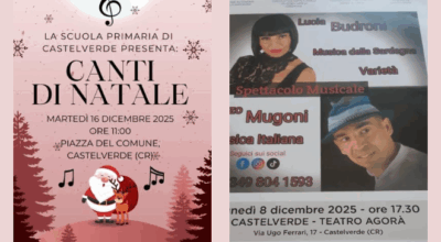 NATALE A CASTELVERDE – Lunedì 8 dicembre ore 17.30 con la Musica Italiana  Martedì 16 dicembre con i CANTI DI NATALE