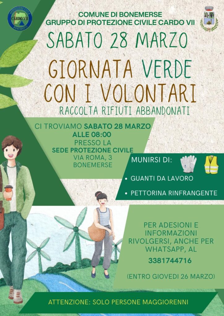 🌿🌸 GIORNATA DEL VERDE A BONEMERSE 🌸🌿 – BONEMERSE, 28 MARZO, ORE 8.00