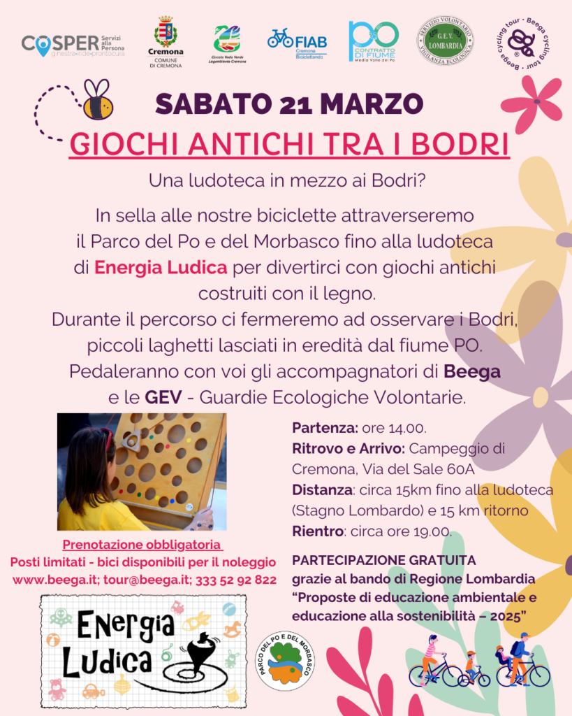 🚴‍♀️🌿 Vuoi scoprire i Bodri pedalando e giocando come una volta il 21 MARZO? 🎲 Vieni a scoprire alcuni aspetti caratteristici del Parco del Po e del Morbasco
