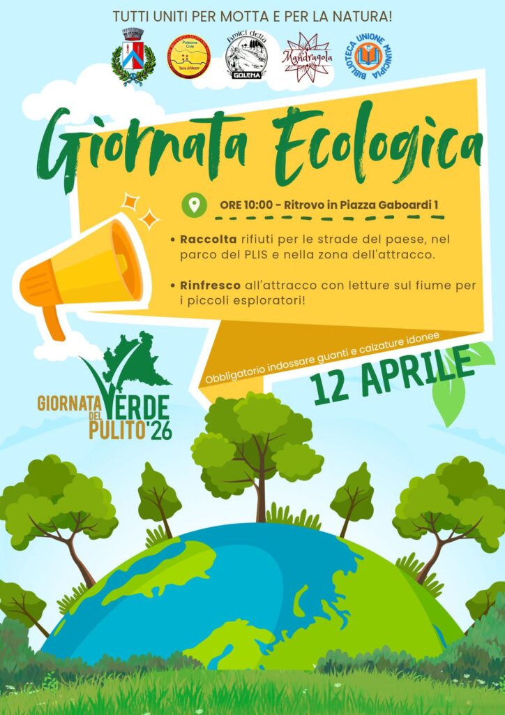 DOMENICA 12 APRILE – ORE 10.00, GIORNATA ECOLOGICA A MOTTA BALUFFI
